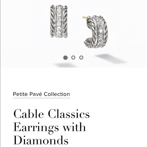 Elegant David Yurman Huggie earrings with diamonds - Picture 1 of 5